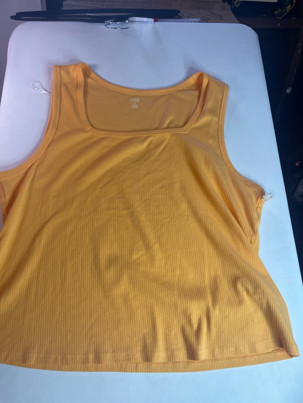 a.n.a Bright Orange Ribbed Square Neck Tank Top - Picture 5 of 7